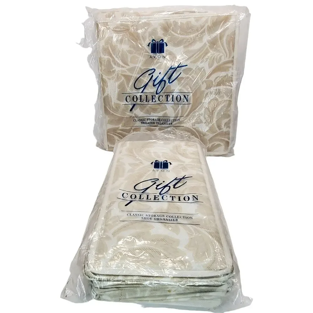 2 New Avon Gift Collection Classic Storage Jacquard Sweater Hanger Shoe Organize